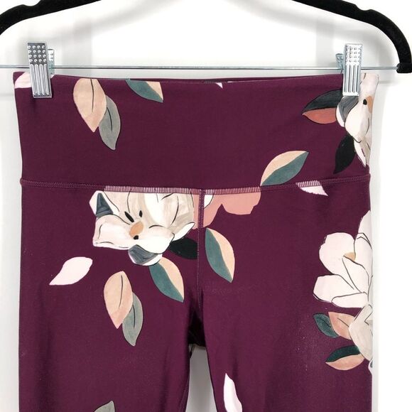 Athleta Floral Elation 7/8 Tight Athletic Leggings Womens Small Wine Purple Red - Picture 3 of 16